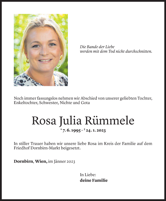 Todesanzeigen Von Rosa Julia Rümmele Todesanzeigen Vorarlberger Nachrichten