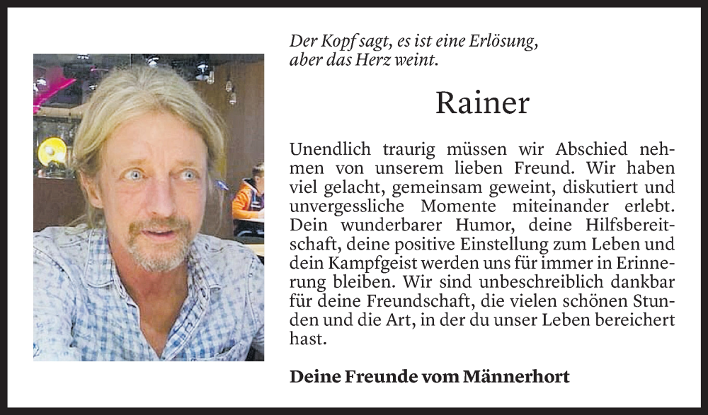  Todesanzeige für Rainer Konzett vom 03.02.2023 aus Vorarlberger Nachrichten