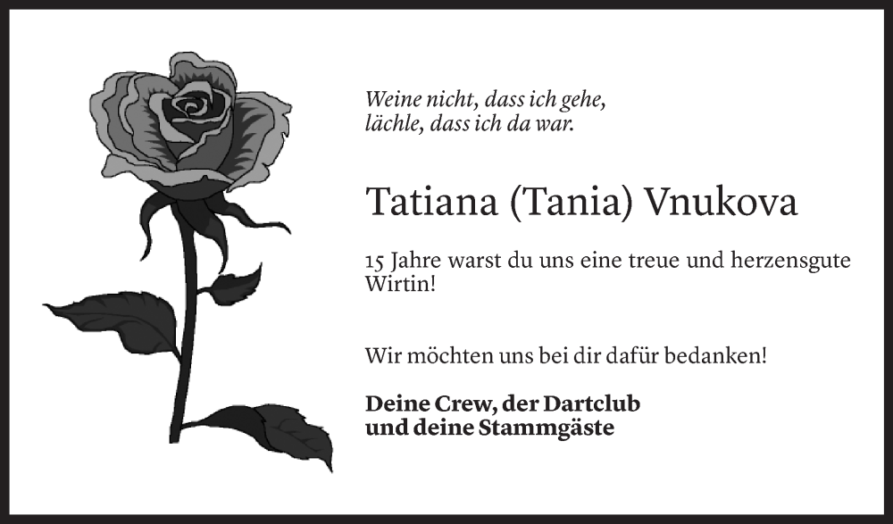 Todesanzeige für Tatiana Vnukova vom 22.03.2023 aus Vorarlberger Nachrichten
