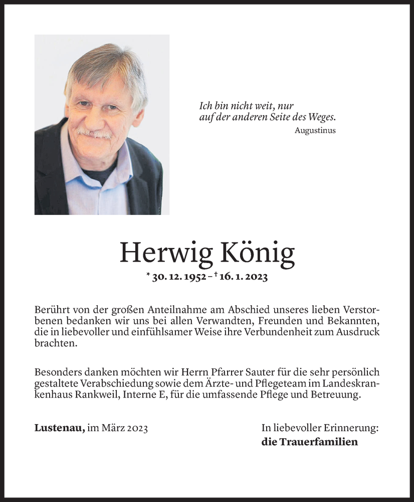  Todesanzeige für Herwig König vom 02.03.2023 aus Vorarlberger Nachrichten