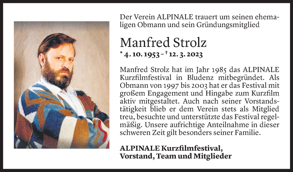  Todesanzeige für Manfred Strolz vom 23.03.2023 aus Vorarlberger Nachrichten