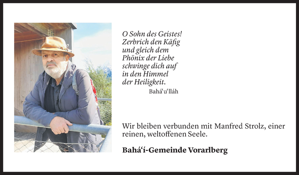  Todesanzeige für Manfred Strolz vom 26.03.2023 aus Vorarlberger Nachrichten