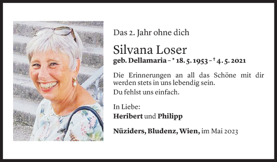 Todesanzeige von Silvana Loser von Vorarlberger Nachrichten