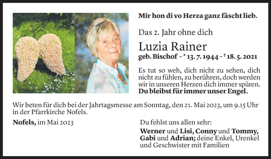 Todesanzeigen von Luzia Rainer | Todesanzeigen Vorarlberger Nachrichten