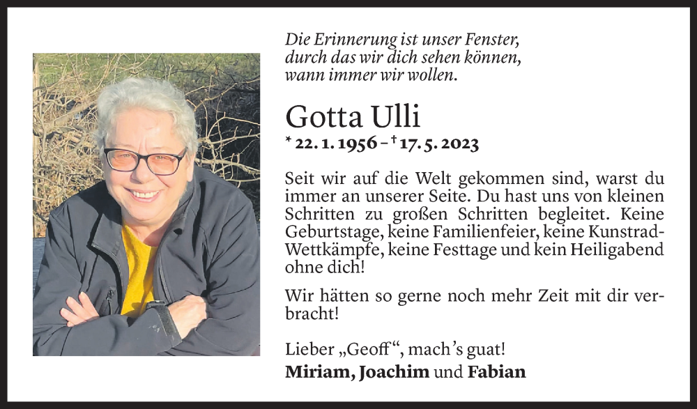  Todesanzeige für Ulrike Althof vom 24.05.2023 aus Vorarlberger Nachrichten