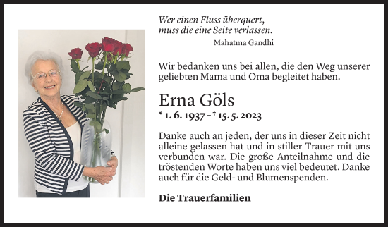 Todesanzeige von Erna Göls von Vorarlberger Nachrichten