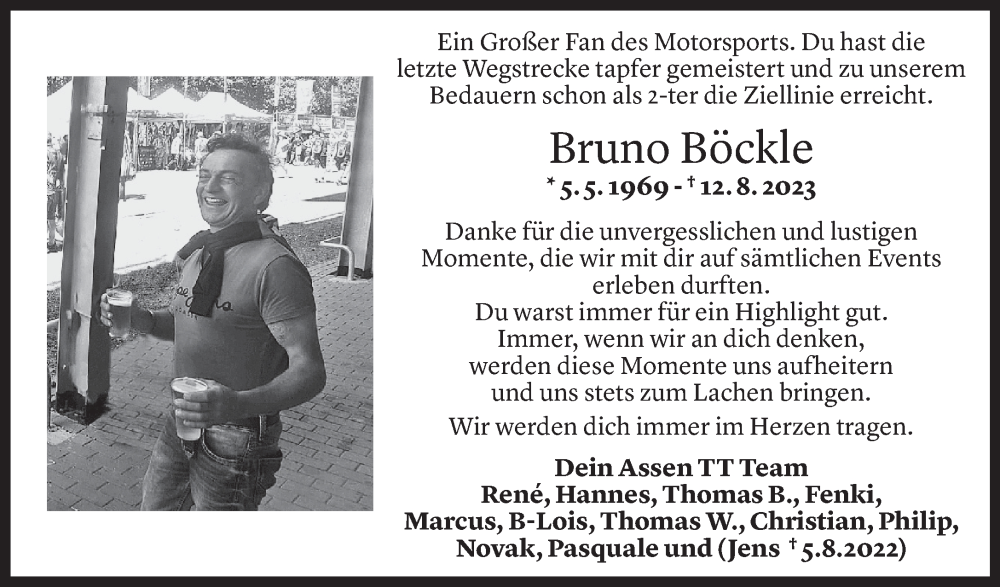  Todesanzeige für Bruno Böckle vom 18.08.2023 aus Vorarlberger Nachrichten
