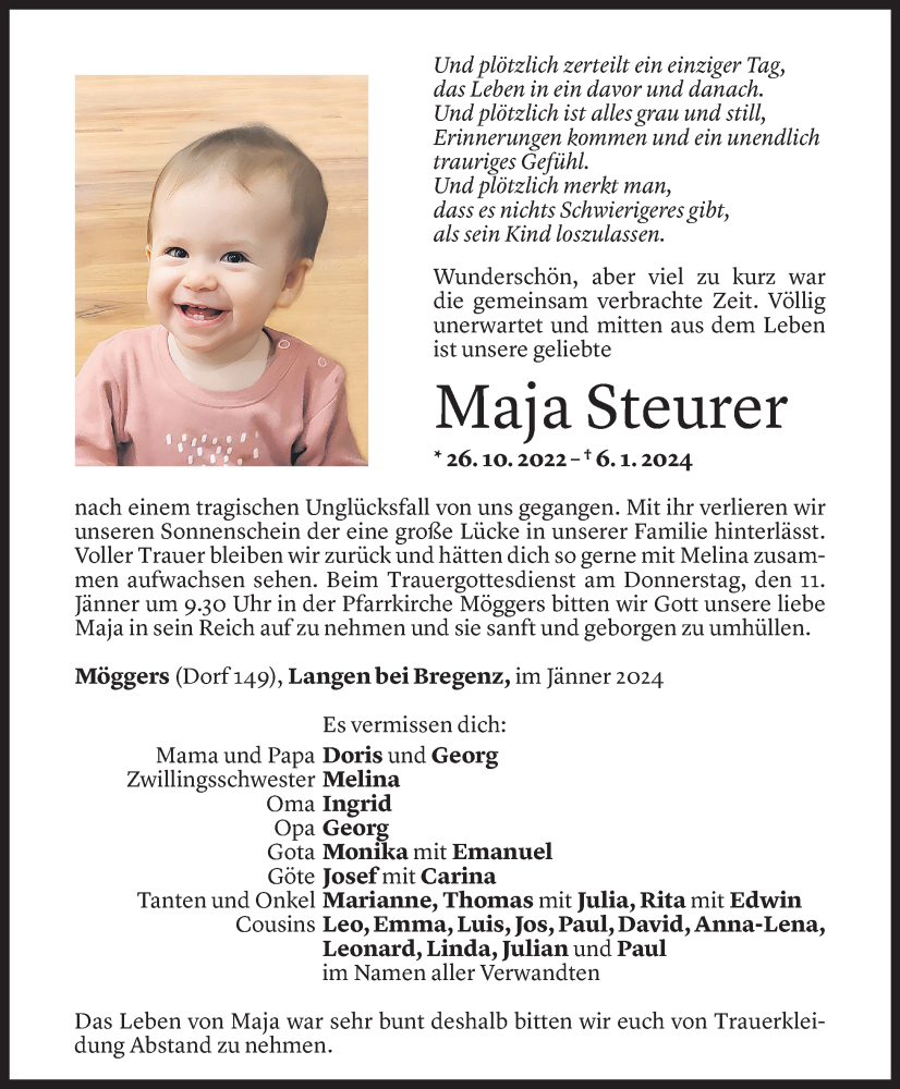 Todesanzeigen von Maja Steurer Todesanzeigen Vorarlberger Nachrichten