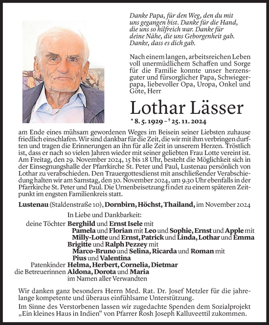 Todesanzeige von Lothar Lässer von Vorarlberger Nachrichten