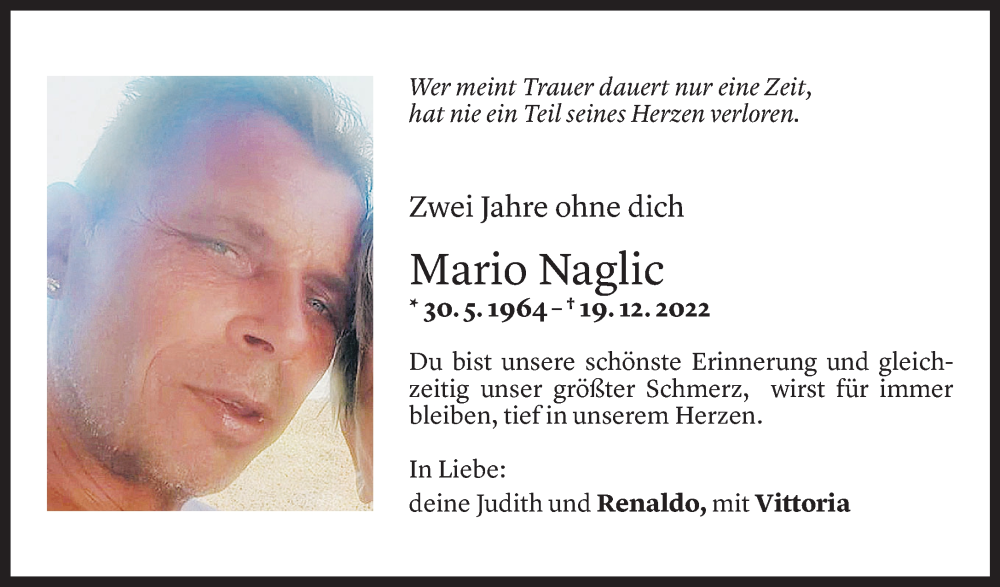  Todesanzeige für Mario Naglic vom 18.12.2024 aus Vorarlberger Nachrichten