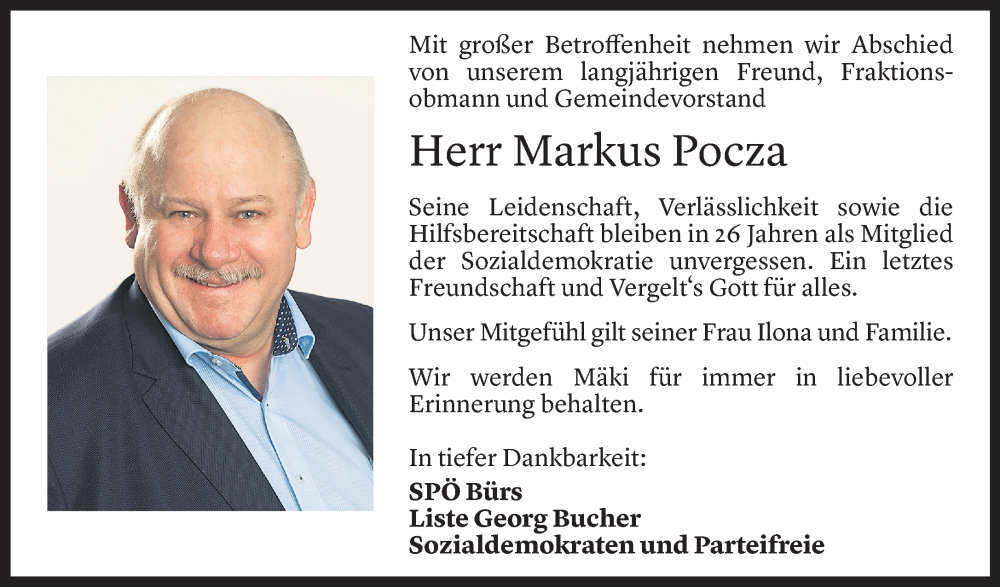  Todesanzeige für Markus Pocza vom 07.03.2024 aus Vorarlberger Nachrichten