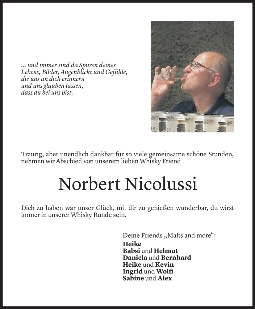  Todesanzeige für Norbert Nicolussi vom 12.03.2024 aus Vorarlberger Nachrichten