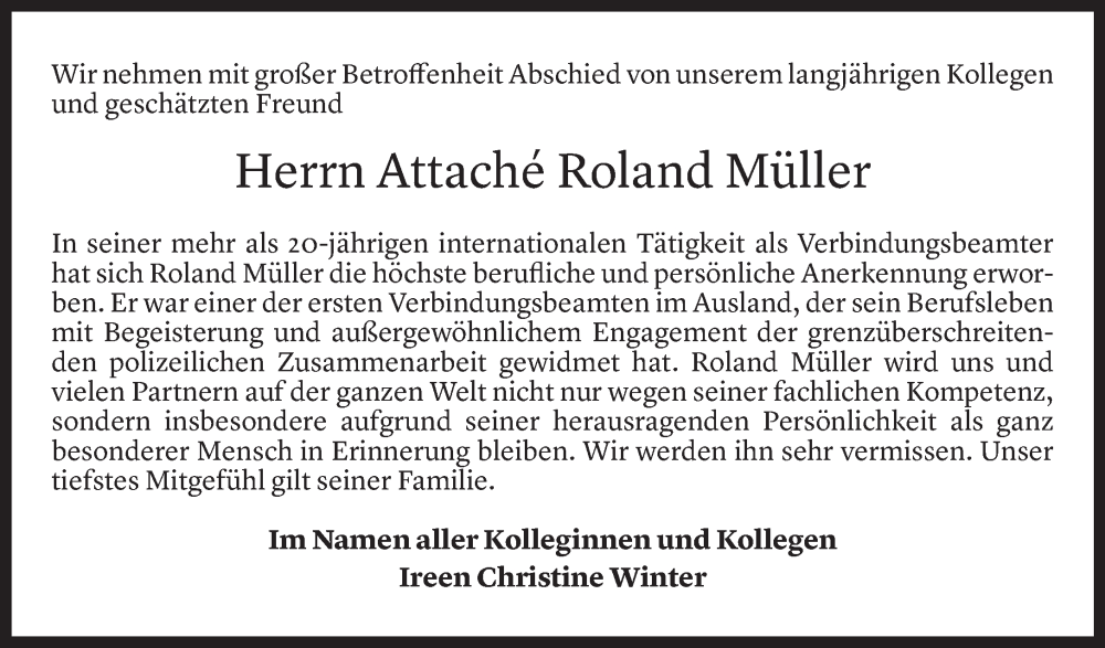  Todesanzeige für Roland Müller vom 06.03.2024 aus Vorarlberger Nachrichten