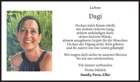 Todesanzeige von Dagmar Färber von Vorarlberger Nachrichten