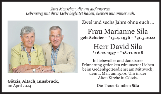 Todesanzeige von Marianne Sila von Vorarlberger Nachrichten