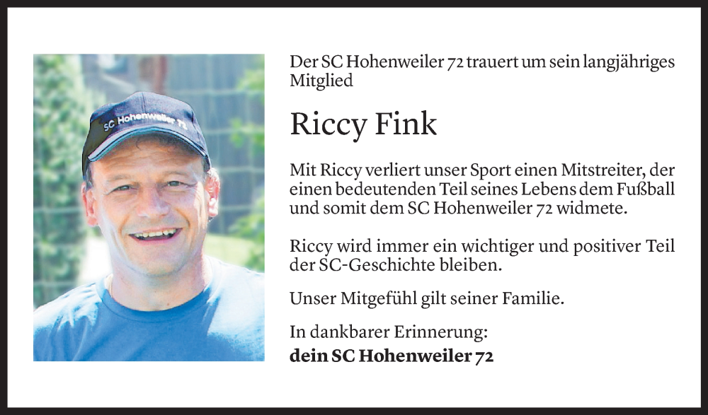  Todesanzeige für Richard Fink vom 24.04.2024 aus Vorarlberger Nachrichten