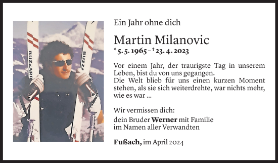 Todesanzeige von Martin Milanovic von Vorarlberger Nachrichten