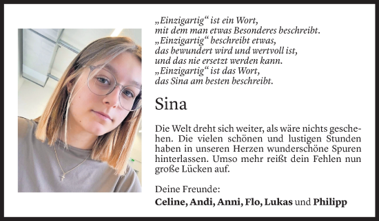 Todesanzeige von Sina Lilli Erath von Vorarlberger Nachrichten
