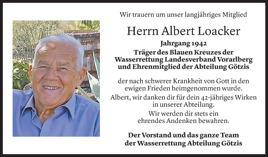 Todesanzeige von Albert Loacker von Vorarlberger Nachrichten