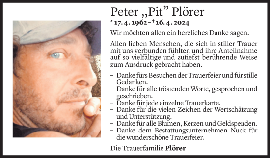 Todesanzeige von Peter Plörer von Vorarlberger Nachrichten