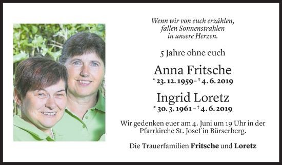 Todesanzeige von Ingrid Loretz von Vorarlberger Nachrichten