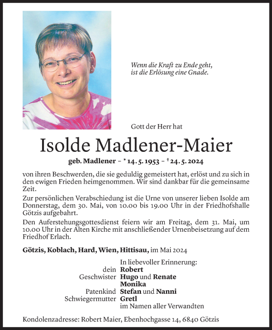 Gedenkkerzen Von Isolde Madlener Maier Todesanzeigen Vorarlberger Nachrichten