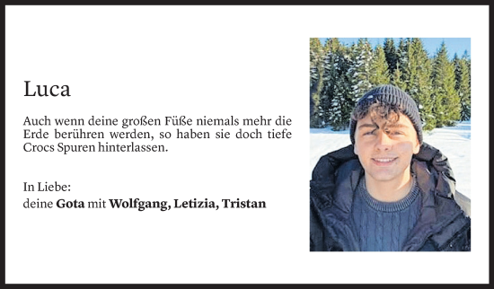 Todesanzeige von Luca Mangeng von Vorarlberger Nachrichten