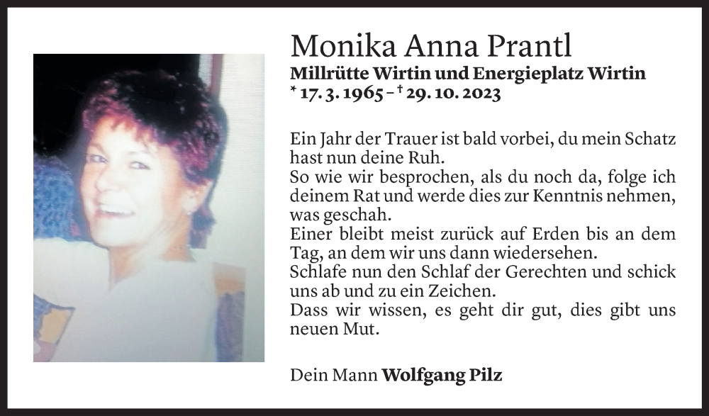  Todesanzeige für Monika Anna Prantl vom 05.07.2024 aus Vorarlberger Nachrichten
