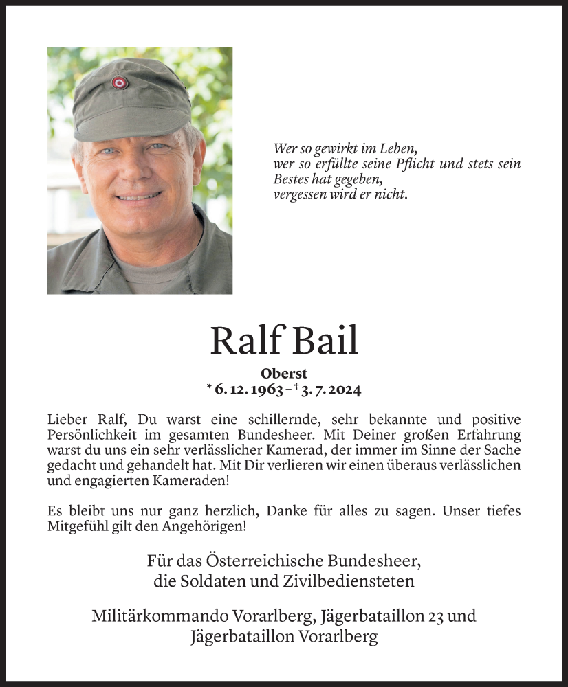  Todesanzeige für Ralf Bail vom 13.07.2024 aus Vorarlberger Nachrichten