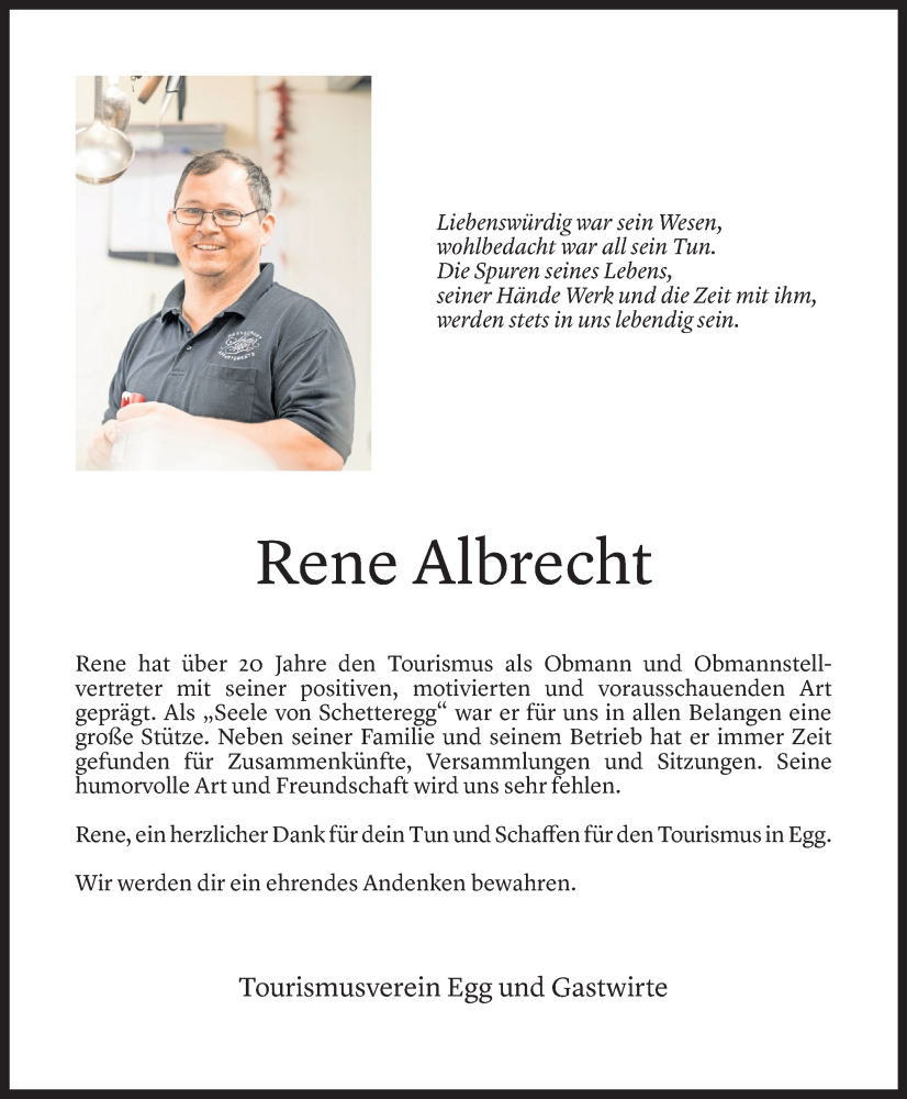  Todesanzeige für Rene Albrecht vom 13.08.2024 aus Vorarlberger Nachrichten