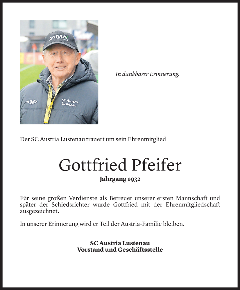  Todesanzeige für Gottfried Pfeifer vom 22.08.2024 aus Vorarlberger Nachrichten