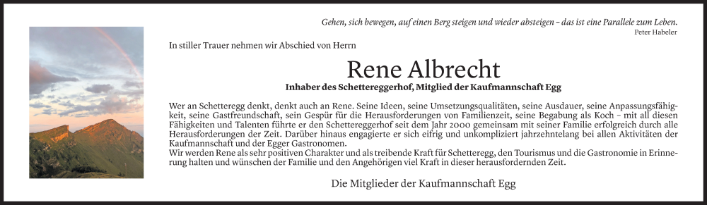  Todesanzeige für Rene Albrecht vom 13.08.2024 aus Vorarlberger Nachrichten