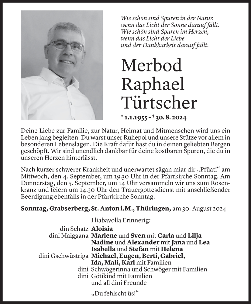  Todesanzeige für Merbod Türtscher vom 03.09.2024 aus Vorarlberger Nachrichten