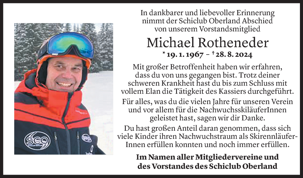  Todesanzeige für Michael Rotheneder vom 10.09.2024 aus Vorarlberger Nachrichten