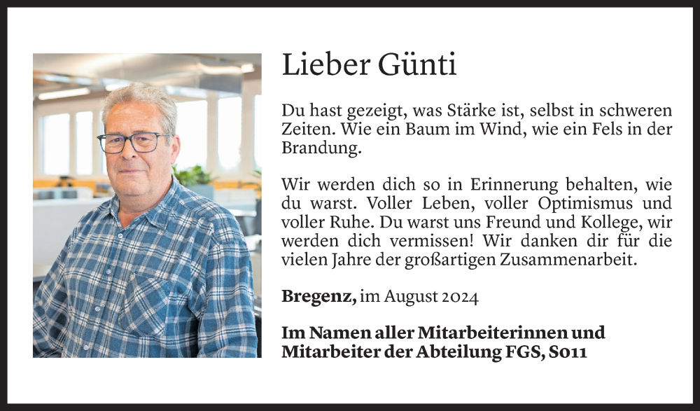  Todesanzeige für Günter Scheffknecht vom 04.09.2024 aus Vorarlberger Nachrichten