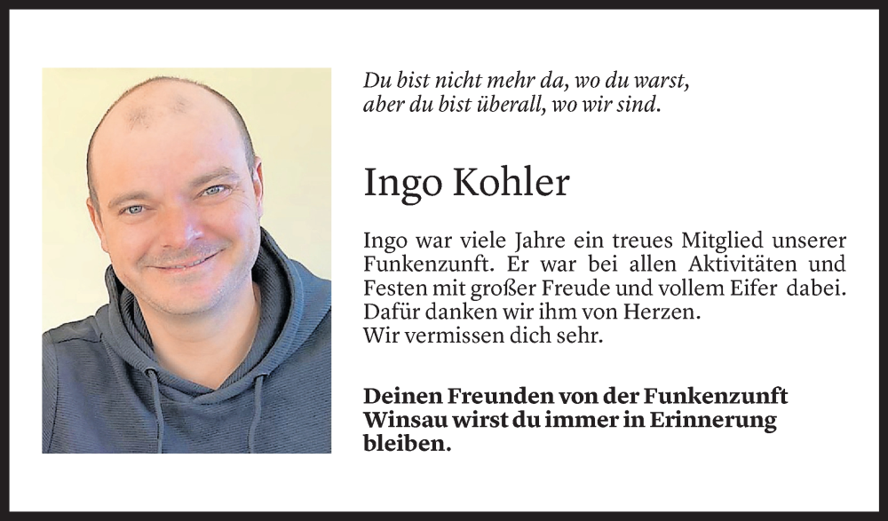  Todesanzeige für Ingo Kohler vom 17.09.2024 aus Vorarlberger Nachrichten