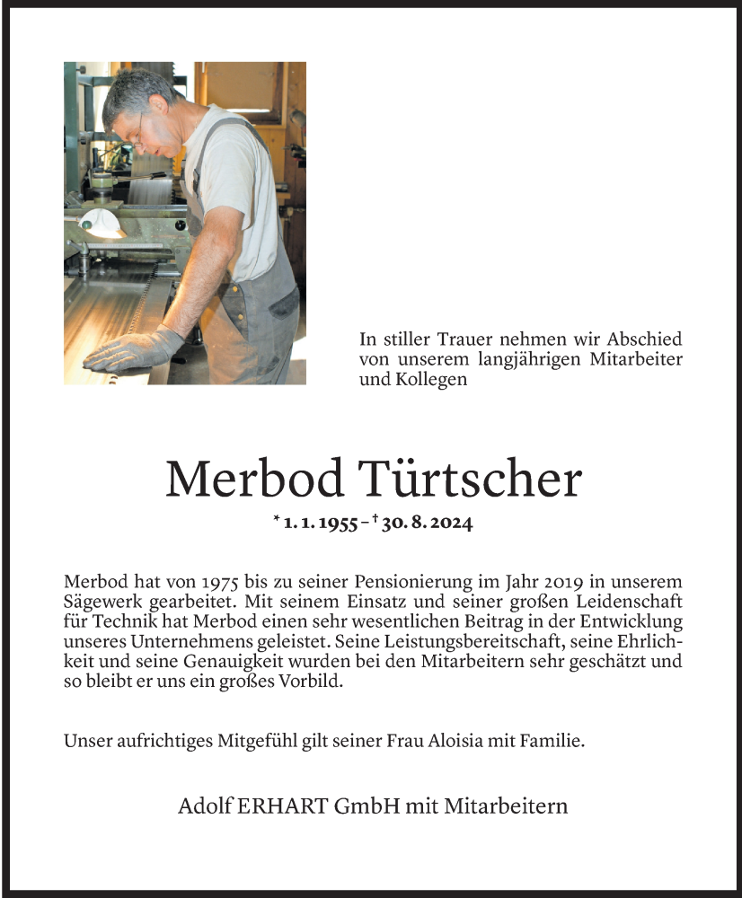  Todesanzeige für Merbod Türtscher vom 03.09.2024 aus Vorarlberger Nachrichten