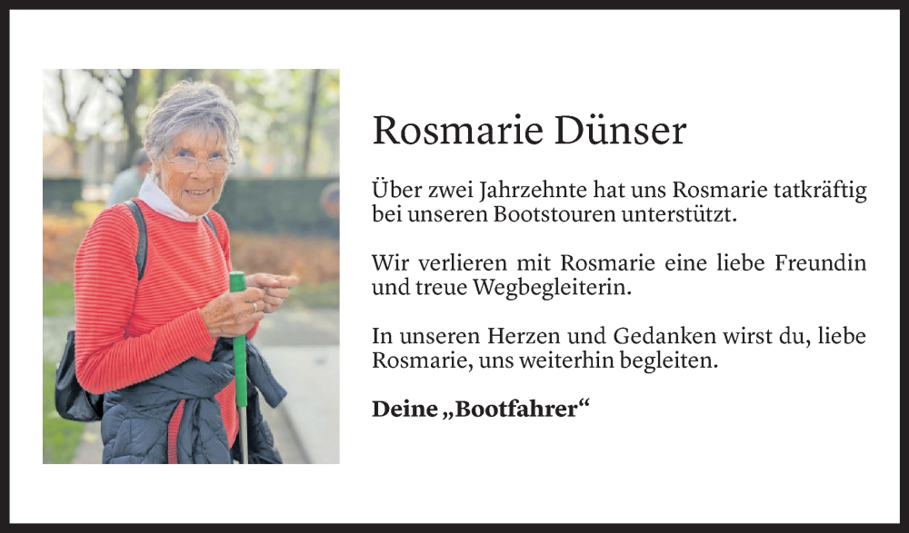  Todesanzeige für Rosmarie Dünser vom 08.01.2025 aus Vorarlberger Nachrichten