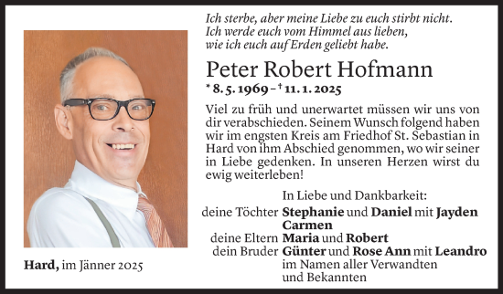 Todesanzeige von Peter Hofmann von Vorarlberger Nachrichten