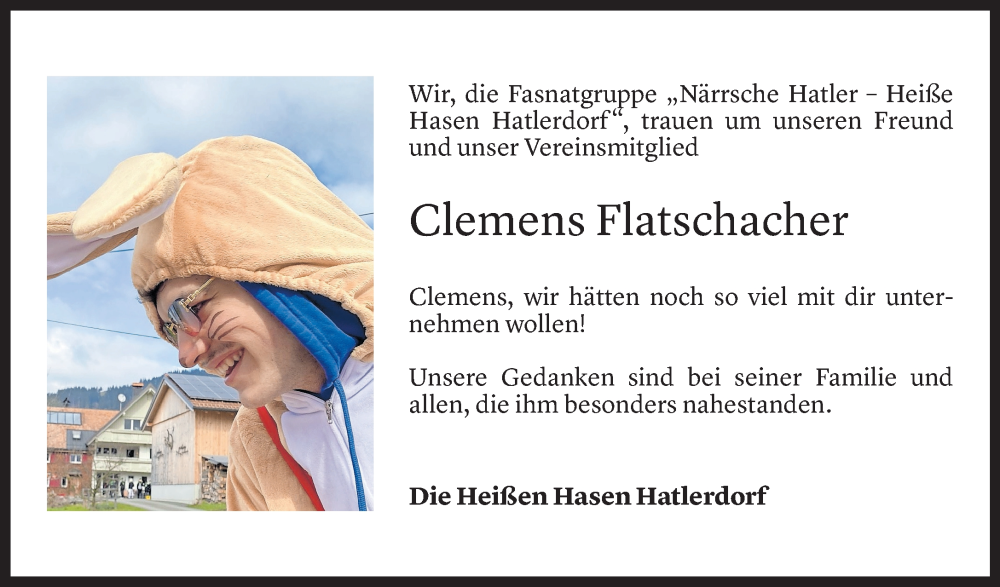  Todesanzeige für Clemens Jakob Flatschacher vom 07.10.2025 aus Vorarlberger Nachrichten