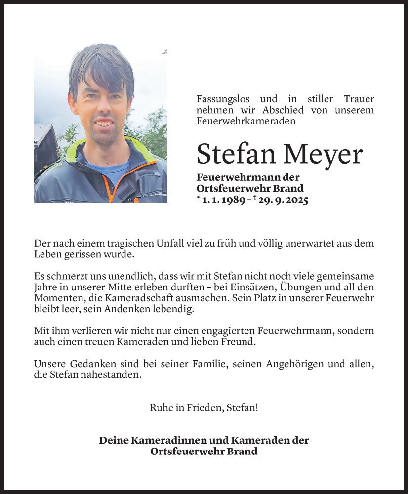  Todesanzeige für Stefan Meyer vom 03.10.2025 aus Vorarlberger Nachrichten