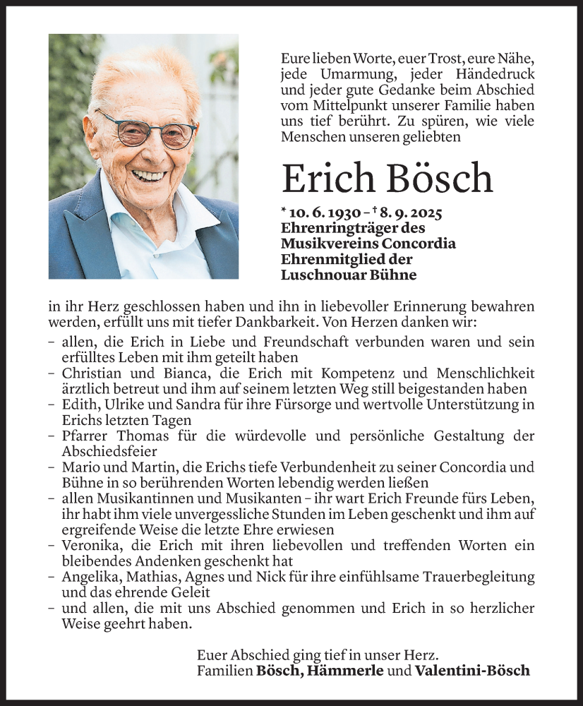  Todesanzeige für Erich Bösch vom 05.10.2025 aus Vorarlberger Nachrichten