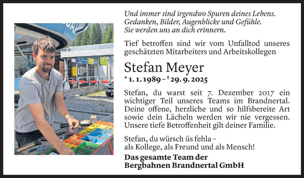  Todesanzeige für Stefan Meyer vom 03.10.2025 aus Vorarlberger Nachrichten
