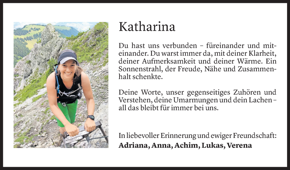  Todesanzeige für Katharina Rhomberg-Shebl vom 14.11.2025 aus Vorarlberger Nachrichten