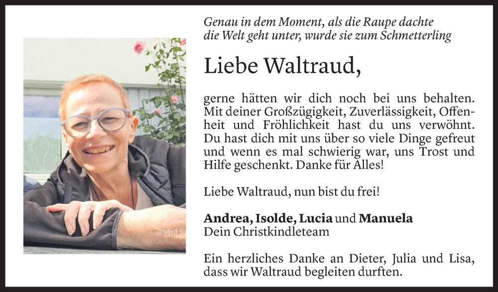  Todesanzeige für Waltraud Deutsch vom 04.11.2025 aus Vorarlberger Nachrichten