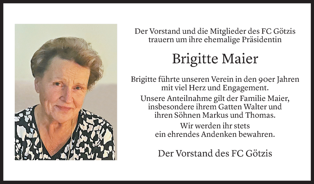  Todesanzeige für Brigitte Maier vom 04.11.2025 aus Vorarlberger Nachrichten