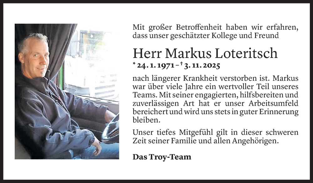  Todesanzeige für Markus Loteritsch vom 08.11.2025 aus Vorarlberger Nachrichten