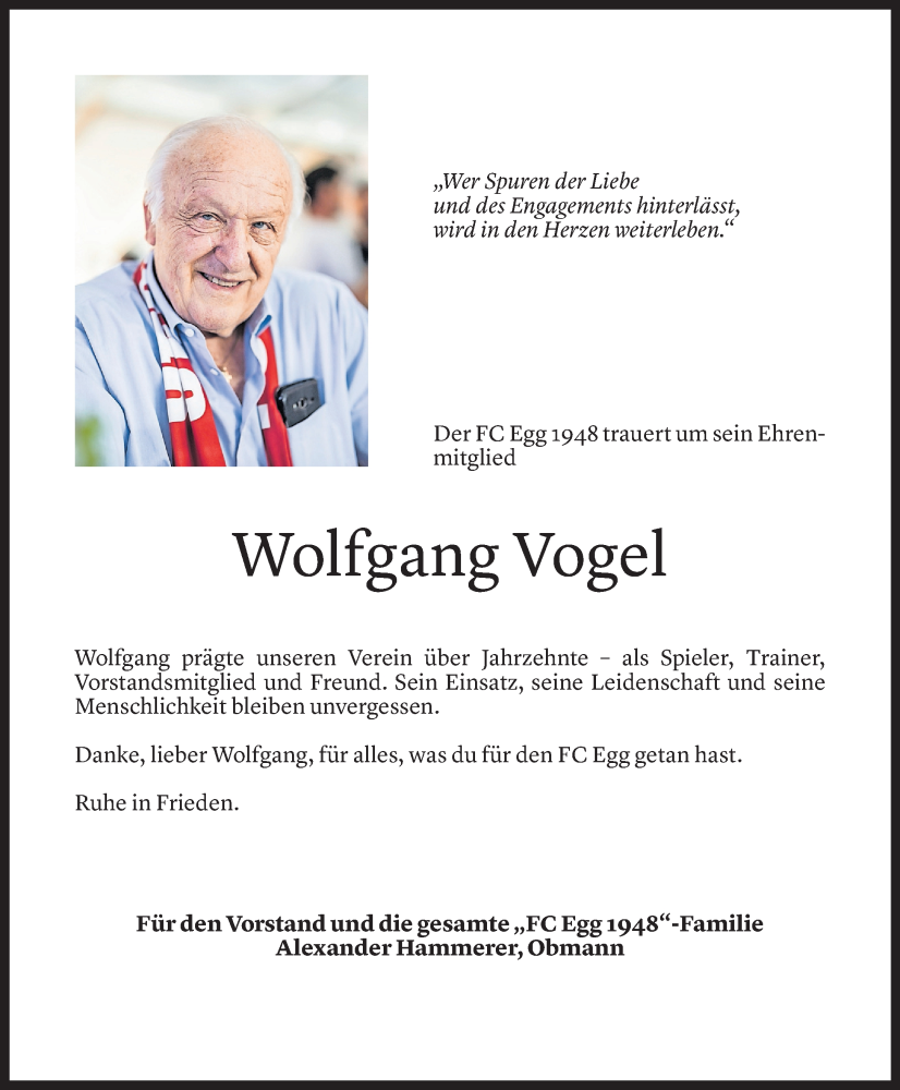  Todesanzeige für Wolfgang Vogel vom 12.11.2025 aus Vorarlberger Nachrichten