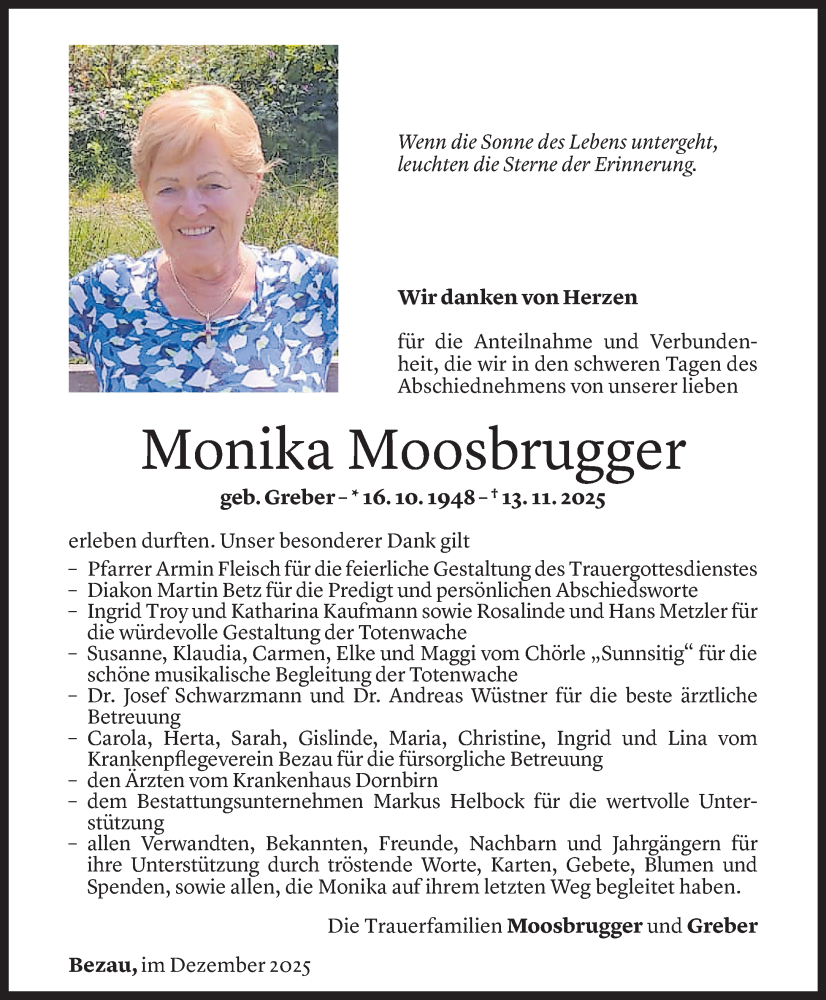  Todesanzeige für Monika Moosbrugger vom 09.12.2025 aus vorarlberger nachrichten