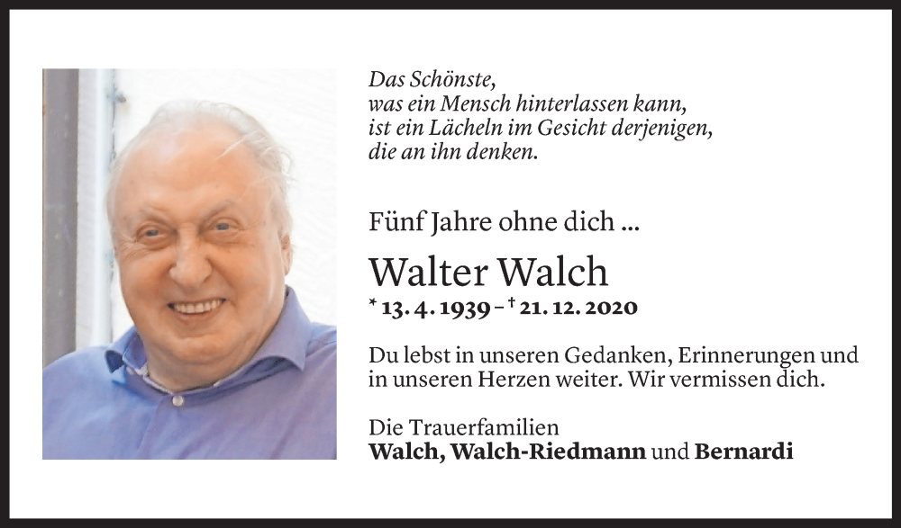  Todesanzeige für Walter Walch vom 19.12.2025 aus Vorarlberger Nachrichten